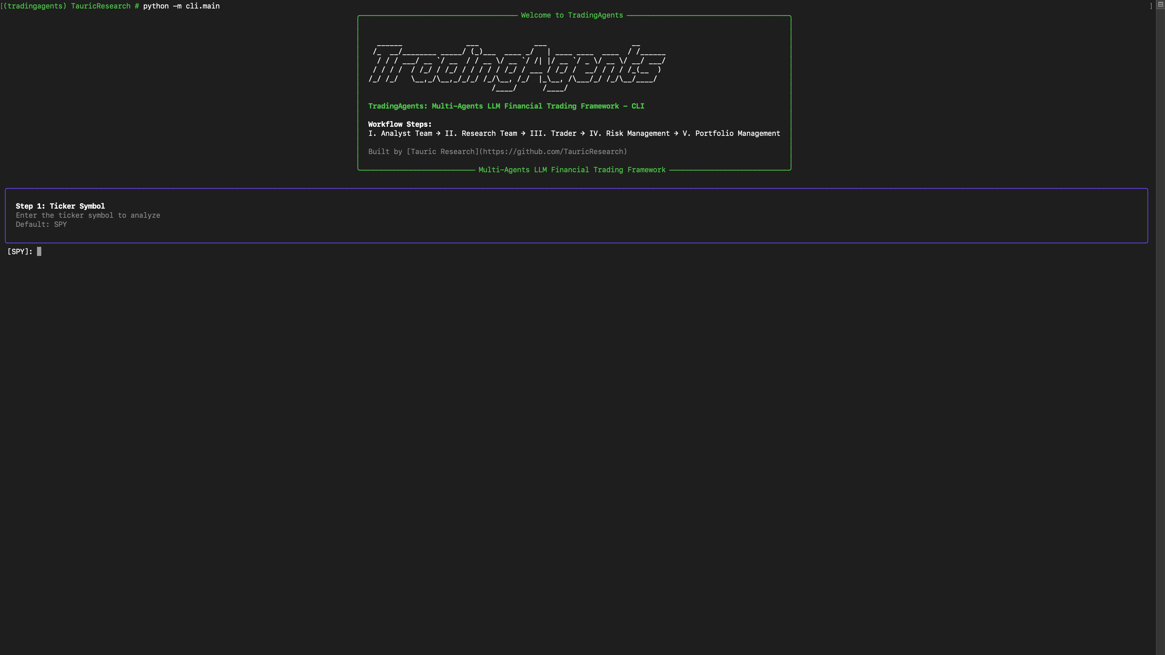 TradingAgents CLI setup screen